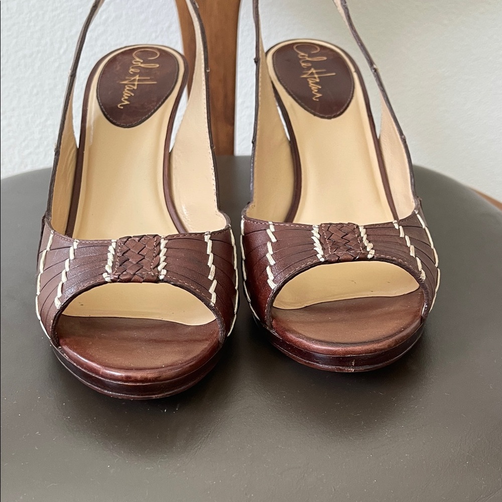 Cole Haan Nike Air Dark Brown Slingback leather Heels sz 8,5 - Picture 4 of 9